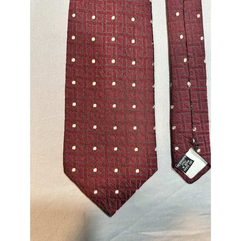 ANGELO STANGANINI‎ Maroon Geometric Silk Neck Tie